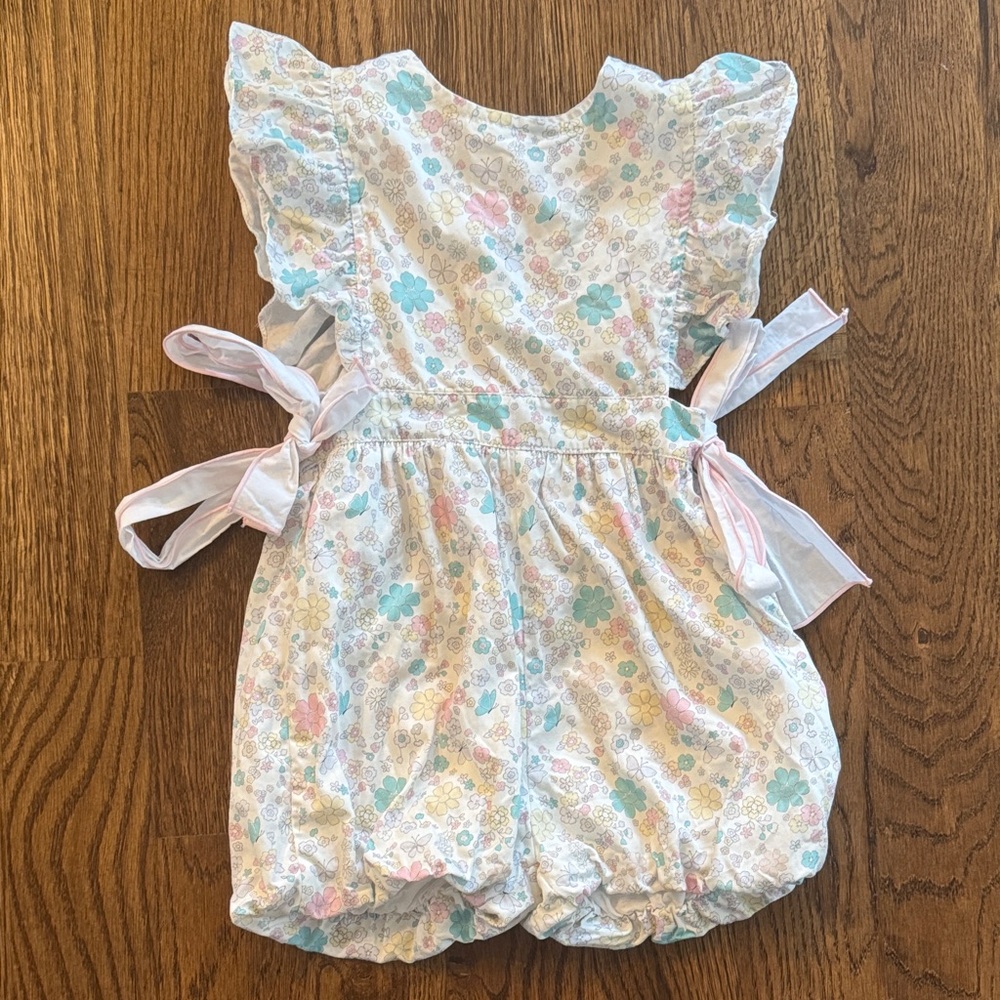 Sal & Pimenta Floral Ruffle Bubble Romper with Side Bows